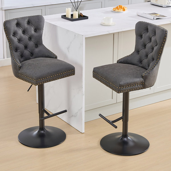 Red Barrel Studio® Swivel Upholstered Adjustable Height Counter Stool